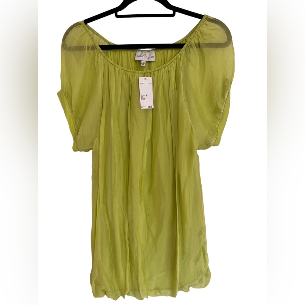 Belle France Italy Women Shorts Sleeves Top. Size L Color Green